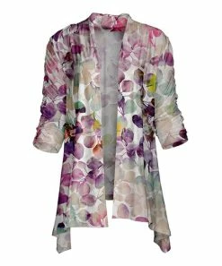 Lily | Purple & Green Floral Open Cardigan - Women