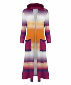 Lily | Purple & Orange Dip-Dye Hooded Pocket Duster - Women