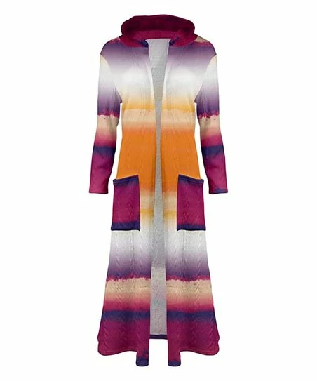 Lily | Purple & Orange Dip-Dye Hooded Pocket Duster - Women 1 Lily | Purple & Orange Dip-Dye Hooded Pocket Duster - Women