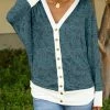 Lily | Teal & White Paisley Long-Sleeve Cardigan - Plus