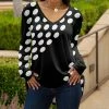 Lily | Black & White Dot Long-Sleeve V-Neck Tunic - Women
