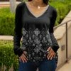 Lily | Black & Gray Geometric Long-Sleeve V-Neck Tunic - Plus