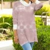 Lily | Taupe & White Abstract Cowl Neck Tunic - Plus