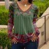 Lily | Green & Mauve Paisley V-Neck Tunic - Women