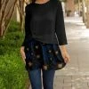 Lily | Black & Navy Color Block Abstract Knot-Front Layered Tunic - Women