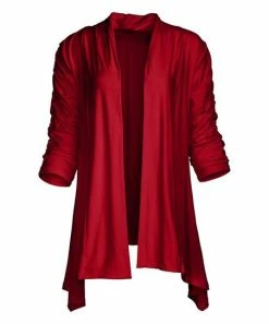 Lily | Red Sidetail Open Cardigan - Plus