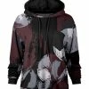 Lily | Mauve & Gray Abstract Chest-Pocket Hoodie - Women
