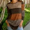 Lily | Rust & Brown Color Block Crewneck Long-Sleeve Tunic - Women