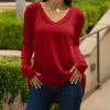 Lily | Red V-Neck Tunic - Women