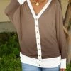 Lily | Brown & Mocha Ombre Snap-Up Dolman Cardigan - Plus