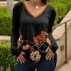 Lily | Black & Brown Floral V-Neck Tunic - Women