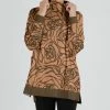 Lily | Rust & Brown Abstract Rose Mock Neck Sweatshirt - Women