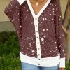 Lily | Red & White Stars Snap-Up Dolman Cardigan - Plus