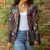 Lily | Mauve & Green Floral Button-Up Cardigan - Women