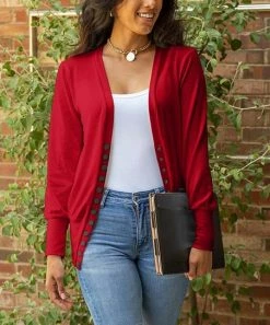 Lily | Red Button-Up Cardigan - Women & Plus