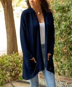 Lily | Navy Pocket Open Cardigan - Women & Plus