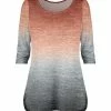 Lily | Red & Gray Ombré Hi-Low Three-Quarter Sleeve Tunic - Plus