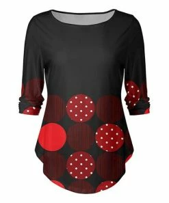 Lily | Black & Red Circles Three-Quarter Sleeve Tunic - Women