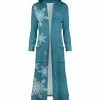 Lily | Teal & White Snowflake Pocket Hooded Open Duster - Plus