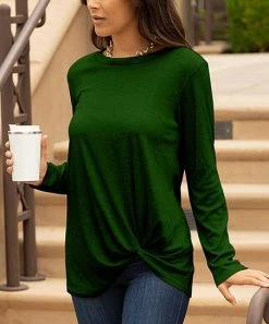 Lily | Green Twist-Hem Long-Sleeve Tunic - Women & Plus