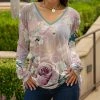 Lily | Pink & Turquoise Floral V-Neck Long-Sleeve Tunic - Women