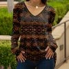 Lily | Black & Brown Geometric V-Neck Long-Sleeve Tunic - Plus