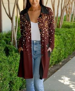 Lily | Black & Burgundy Splatter Bal-Collar Pocket Button-Up Cardigan - Plus