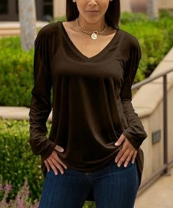 Lily | Brown V-Neck Tunic - Women