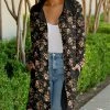 Lily | Black & Rose Floral Pocket Bal-Collar Button-Up Coat - Women