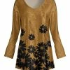 Lily | Brown & Black Floral Velvet Long-Sleeve V-Neck Tunic - Women