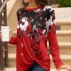 Lily | Black & Red Floral Twist-Hem Crewneck Tunic - Women