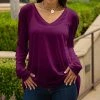 Lily | Plum V-Neck Long-Sleeve Tunic - Women