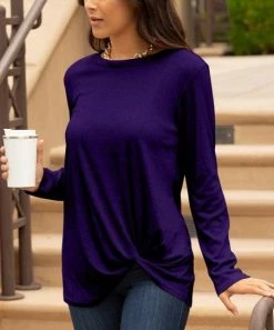 Lily | Purple Twist-Hem Crewneck Tunic - Women & Plus