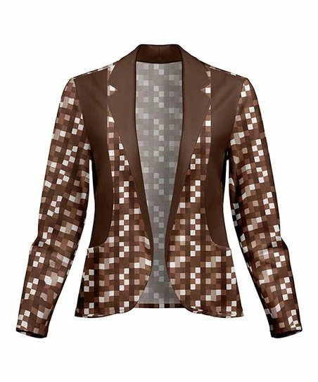 Lily | Brown & White Pixel Notch-Lapel Blazer - Women 1 Lily | Brown & White Pixel Notch-Lapel Blazer - Women